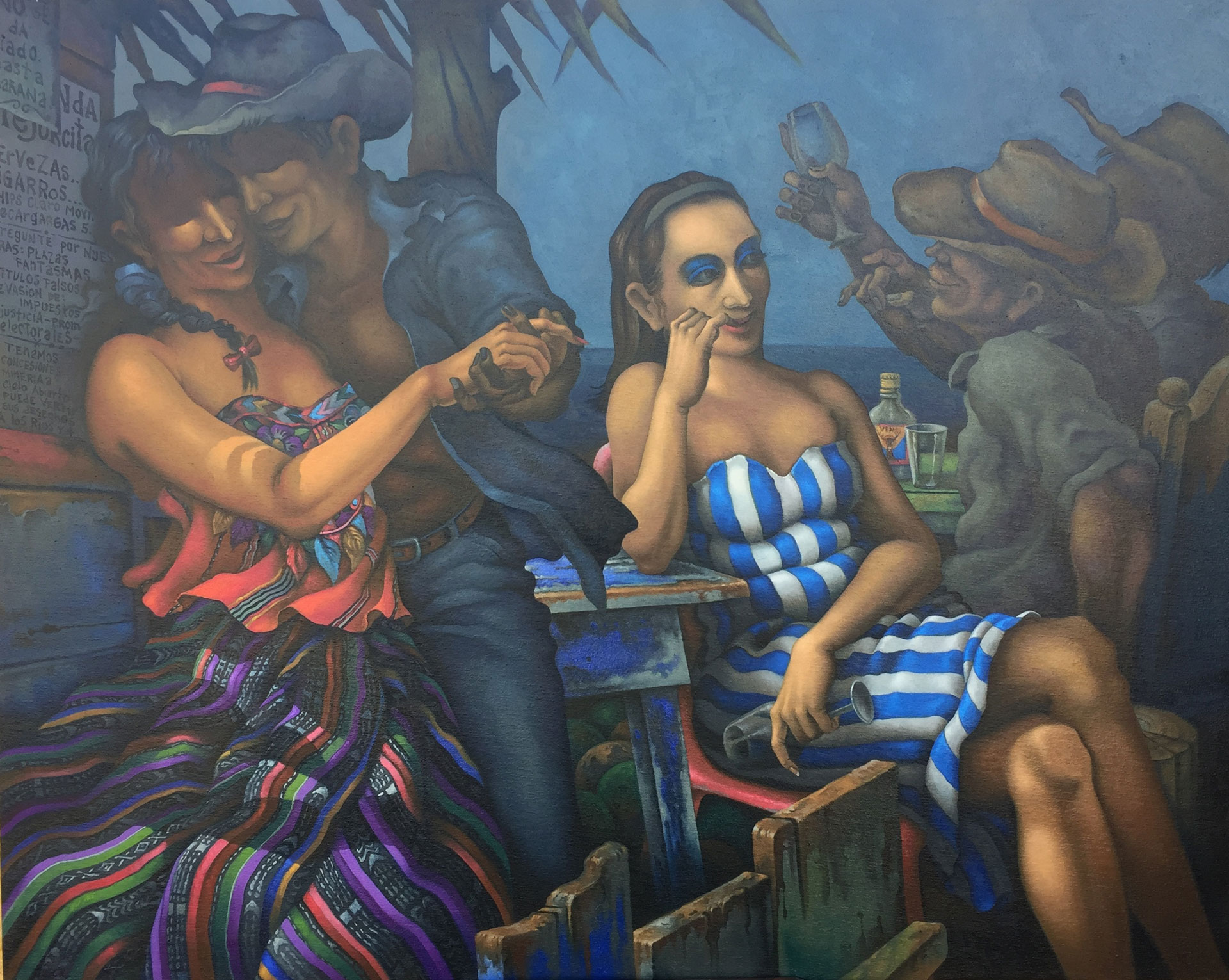 Las Dos Guatemalitas by Alfredo Garcia Gil, Guatemalan fine artist, 39.5"x31.5". Oil on canvas. Price US$3,500