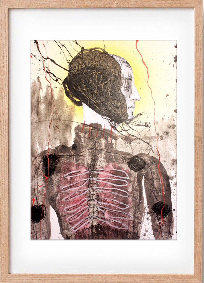 Figura desconocida para desarmar by Alvaro Sanchez, mixed medium contemporary artist, 2013, 18" x 24", Mixed medium on paper, US$. 685