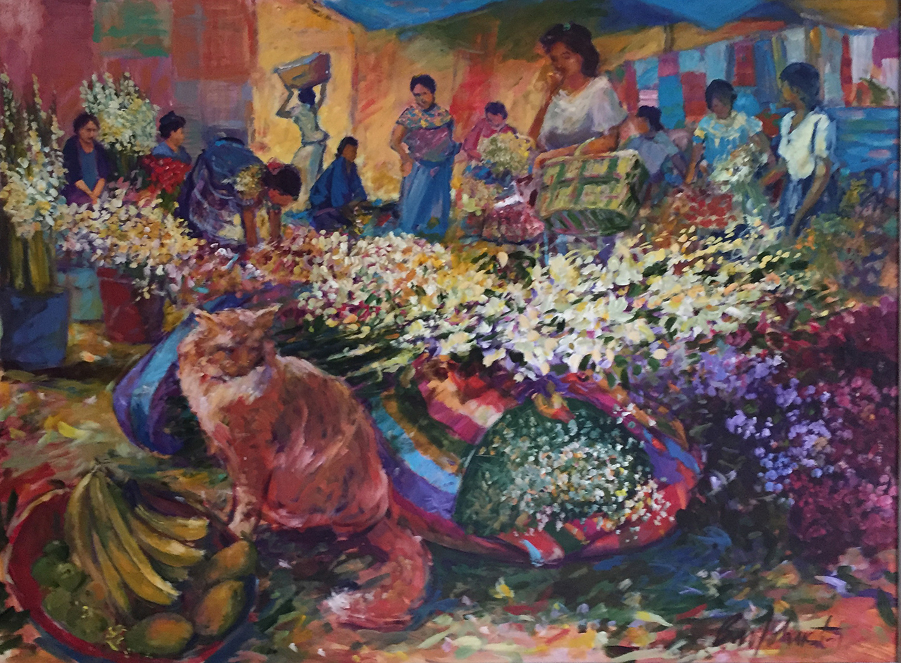 Mercado con gato - B. M. Johnston (2000), acrylic on canvas, 48" x 36" US$. 5,500.