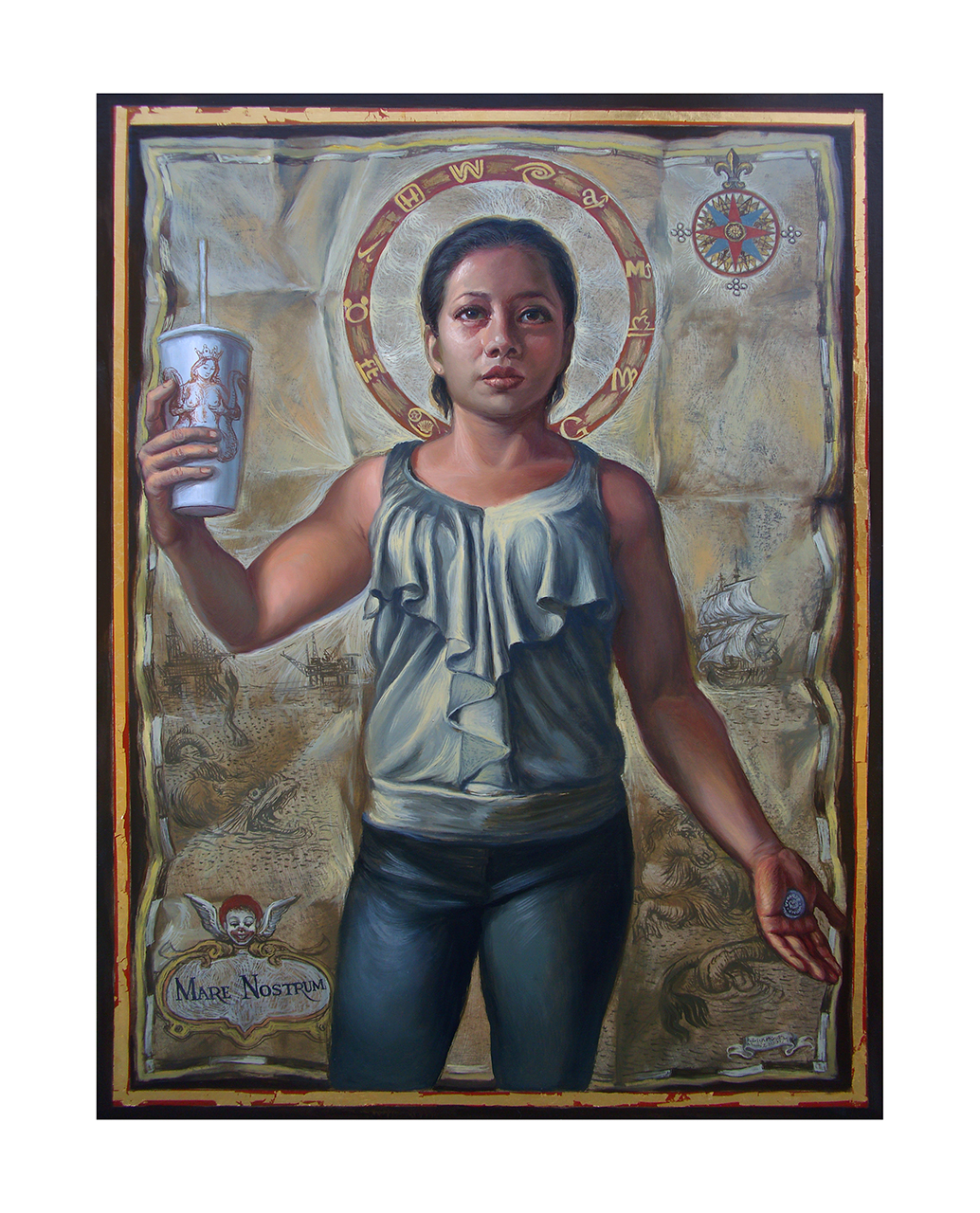 HEBE (2014) - Patrick McGrath Muñiz - Puerto Rican contemporary fine artist - Oil & gold leaf on panel, 18" x 24" - US$. 3250.