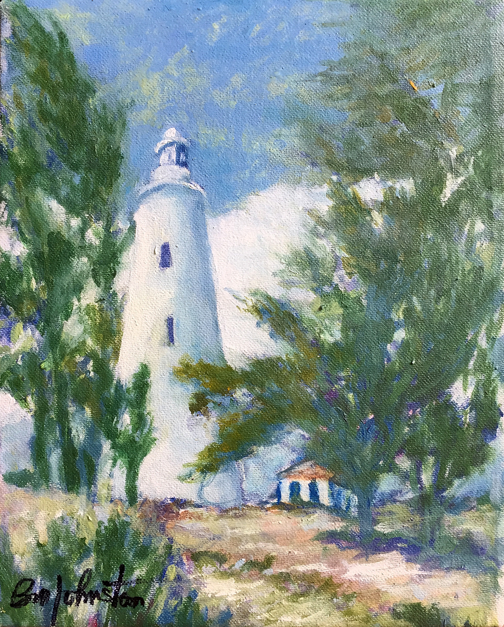 Great Inagua Lighthouse III - Brian M. Johnston - North American Impressionist - 8" x 10" oil on canvas - US$. 500.