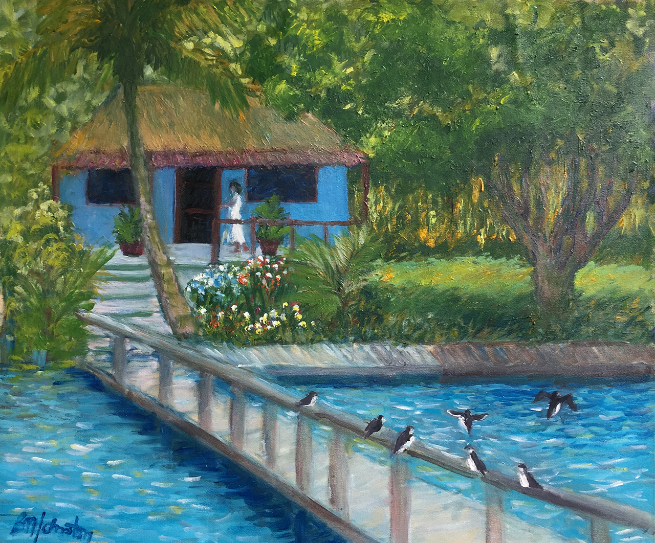 Laguna Bacalar Sojourn - Brian M. Johnston - North American Impressionist Artist - 20" x 24" oil on canvas - US$1500.