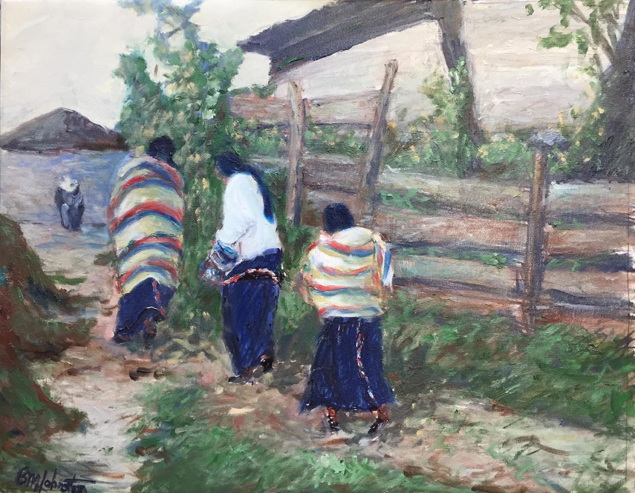 Into The Pueblo - Brian M. Johnston - North American Impressionist - 16" x 20" - oil on canvas - US$. 1350.