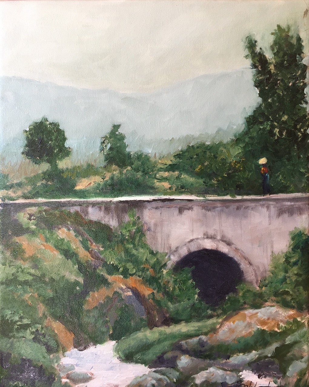 Nahuala Bridge - Brian M. Johnston - North American Impressionist artist - 16" x 20" - oil on canvas - US$. 1,500.