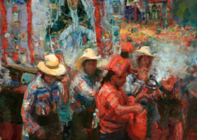 The Feast Day Procession - William Kalwick Jr. - North American fine artist- 12" x 16". Oil on canvas. Price US$2,000.