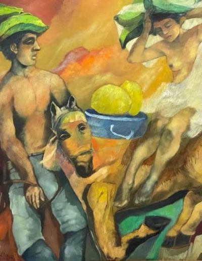 El Cortejo - 1995 - Guatemalan Expressionist Artist - 50" x 40" oil on canvas - US$9000.